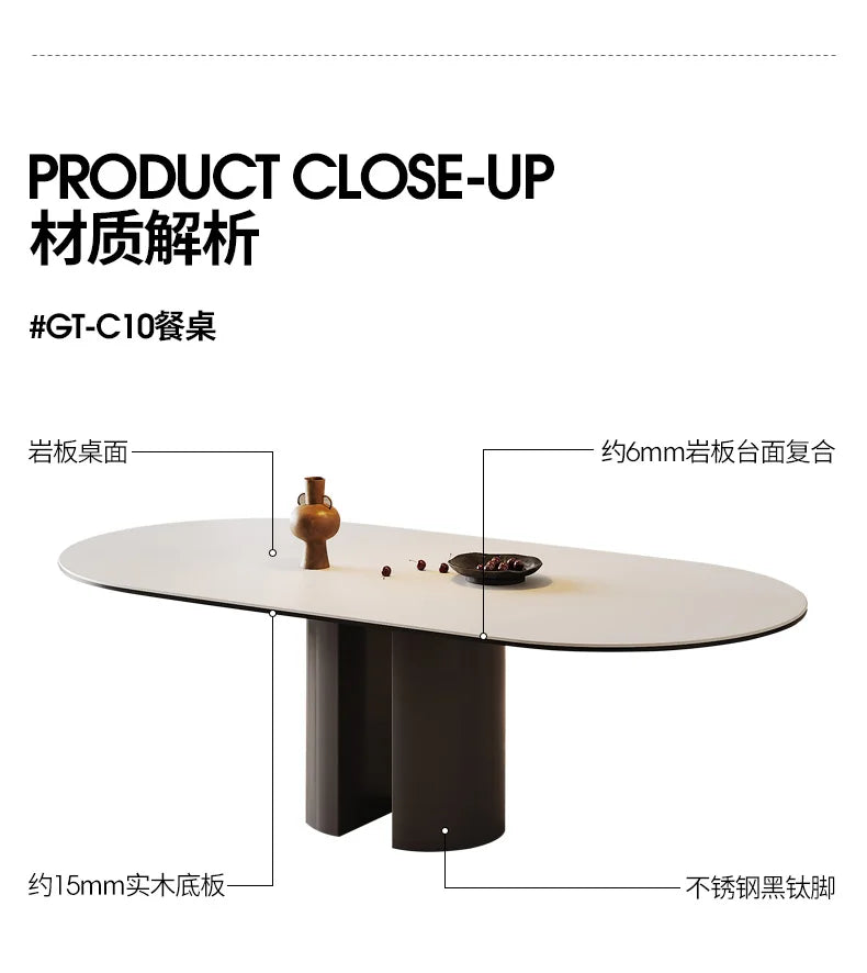 Minimalist Modern Dining Table Oval Receptionist Coffee Slate Bar Tables Simple Design Muebles Cocina Kitchen Furniture HD50CZ