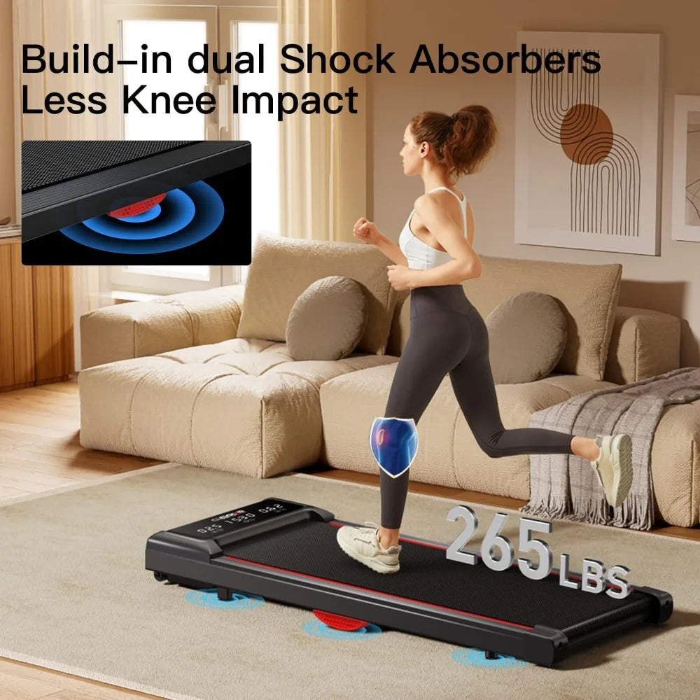 Under-Table Treadmill with Full Screen Display for Small Walking Pad for Families, 2.5 HP Silent Brushless, 265 lbs Capacity ...