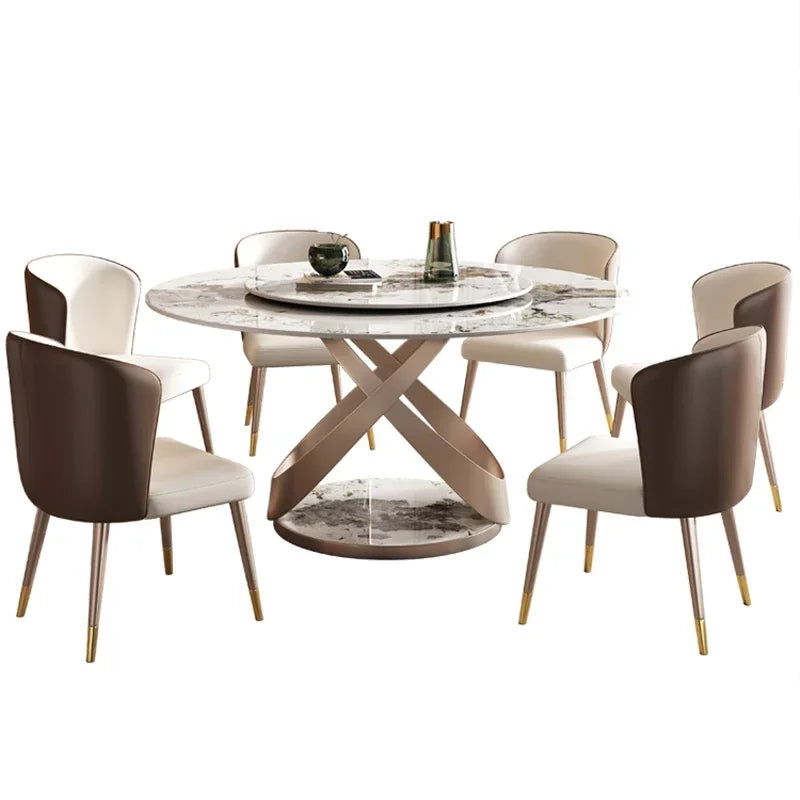 Nordic Luxury Dining Tables Round Simple Design Slate Bedside Table Modern Metal Juegos De Comedor Kitchen Furniture HD50CZ