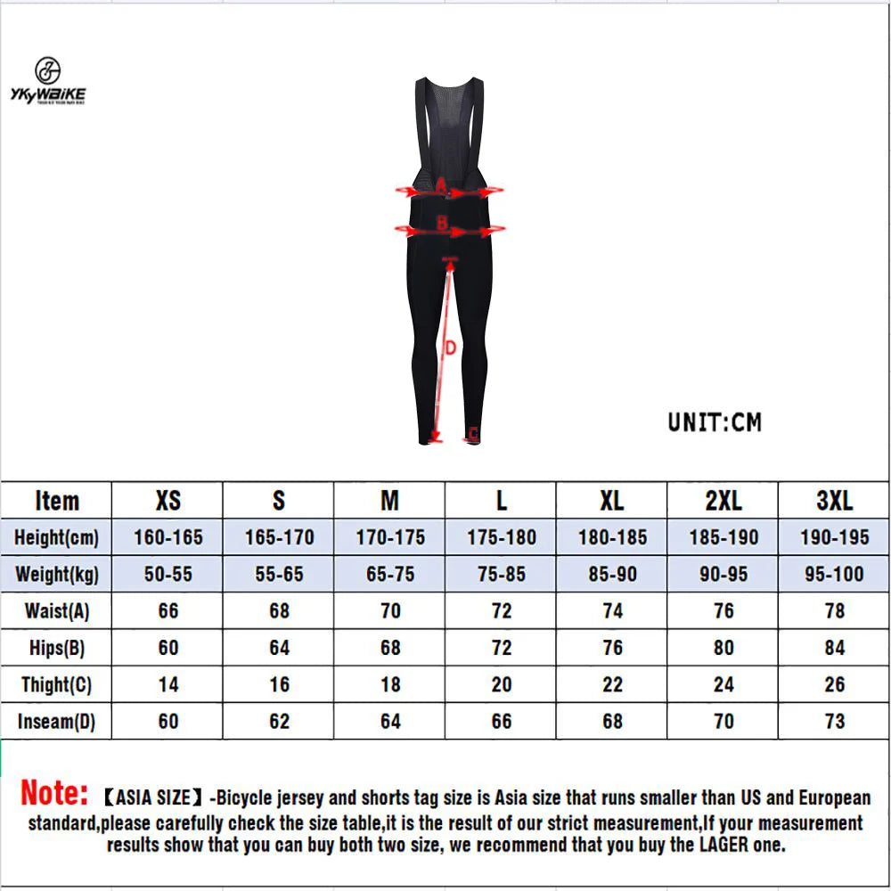 YKYWBIKE Keep Warm Cycling Bib Trousers Winter Thermal Mountain Bike Long Pants Bicycle Tights Cycling Bib Pants 3 Pockets