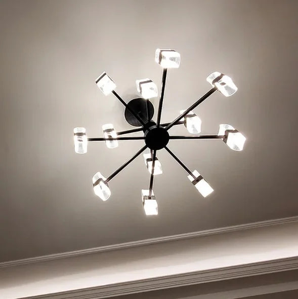 Black Chandelier Creative Dining Living Room Bedroom Smart Lighting System Acrylic Base Pendant Light Luxury Room Hanging Lamp