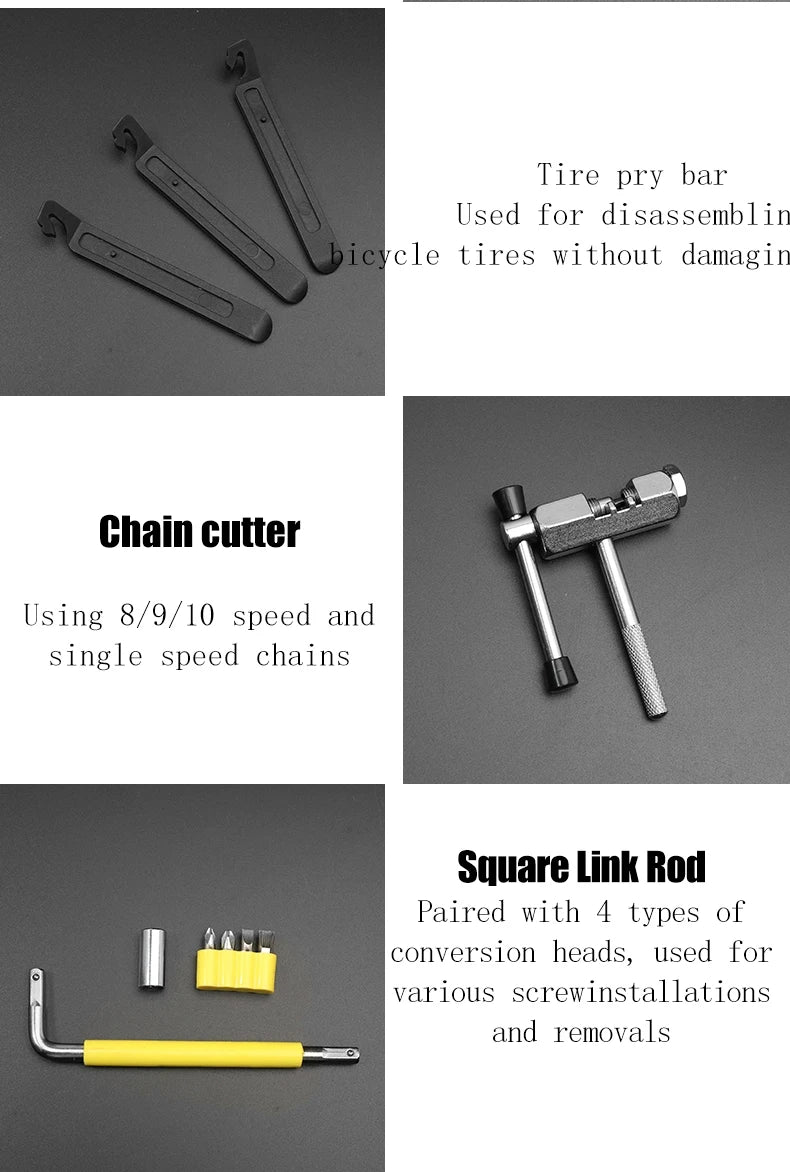 TOSUOD Bicycle repair kit, axle wrench, tire repair kit, maintenance equipment, mountain bike, road bike