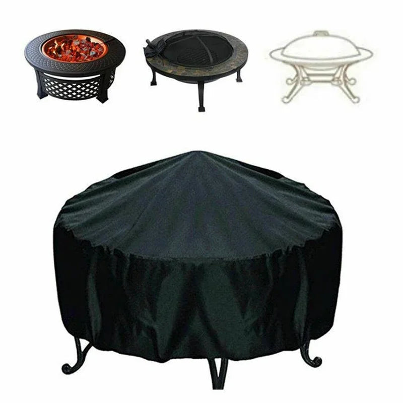 Fire Pit Cover Round Brazier Stove Cover Waterproof Windproof Sun Protection For Outdoor Garden Furniture Sets Muebles De Jardín