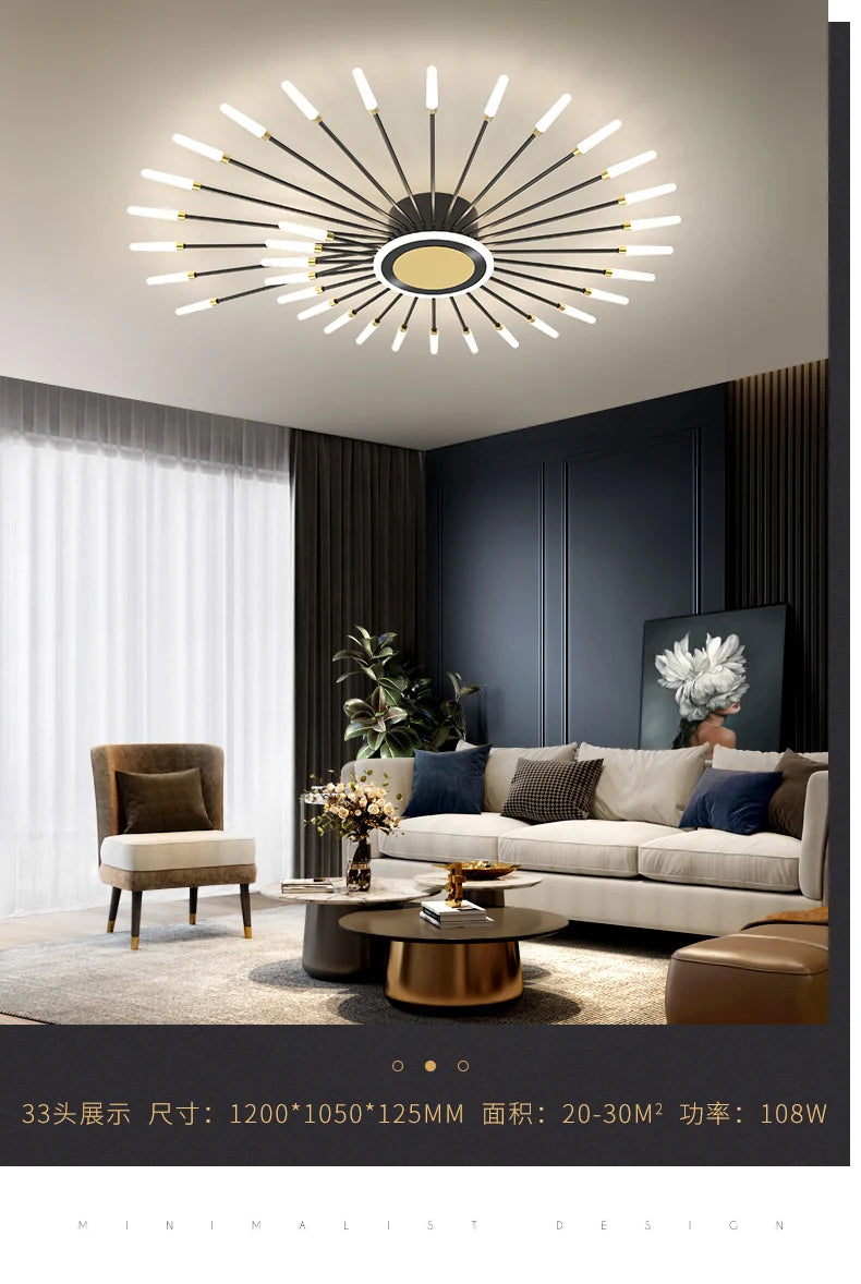 Modern Ceiling Chandelier lighting spiral firework shape Nordic living room Dimmable LED Lamps bedroom Home Decoration fixtures