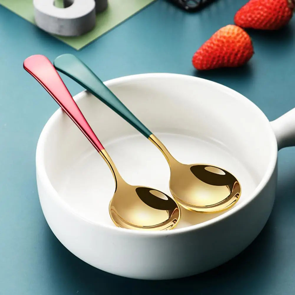 Modern Design Serving Spoon Rust-proof Kitchen Utensil Rust-proof Stainless Steel Dessert Spoon Set Non-slip for Home for Ice