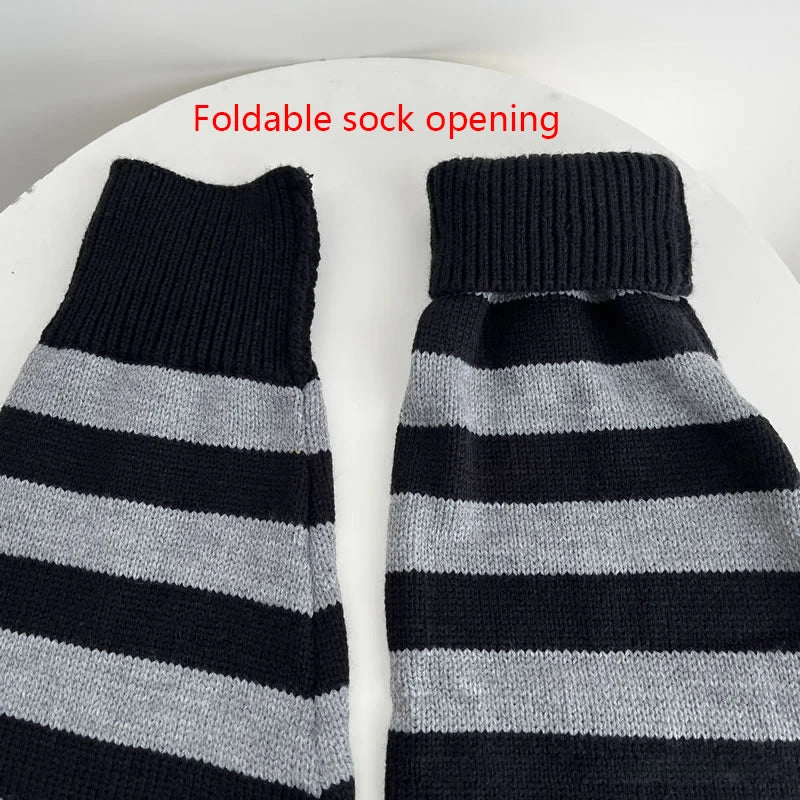 Autumn Winter Knitting Striped Stockings Warm Wool Horn Sock Leg Cover JK Stacking Sock Japanese Korean Style Women's Socks