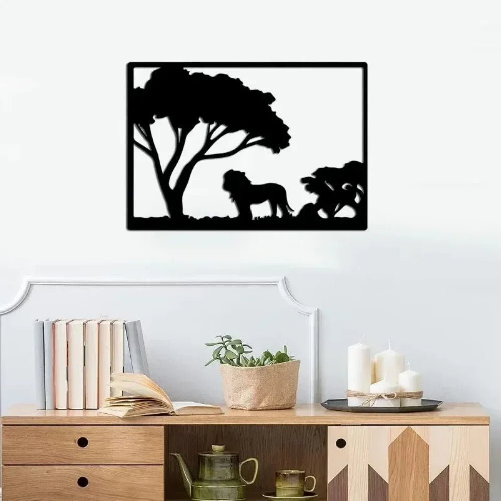 Unique Iron Wildlife Lion Metal Mural-Jungle Wall Decoration and Art, Ideal for Creating A Striking Statement in Any Room