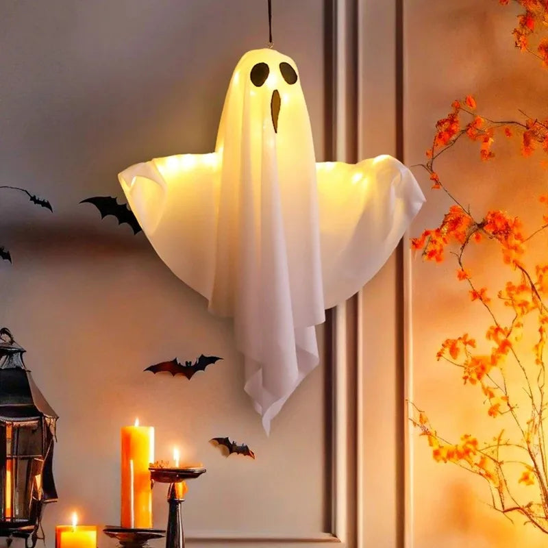 Halloween LED Glow Ghost Home Indoor Outdoor Decoration Party Supplies 2024 Haunted House Bar Hanging Horror Props with Lights