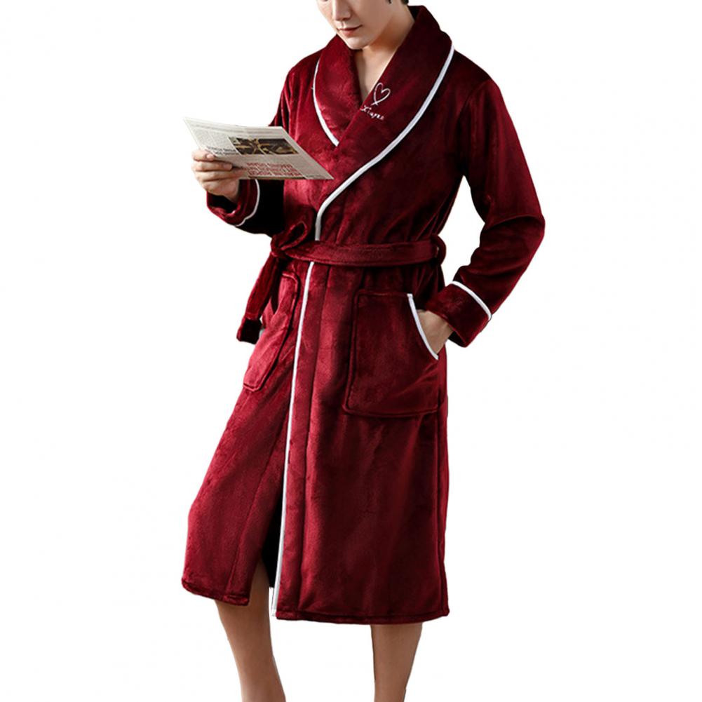 Extra Large Bathrobe Super Soft Men's Winter Sleepwear Absorbent Bathrobe with Pocket Design Cozy Couple Pajamas for Home