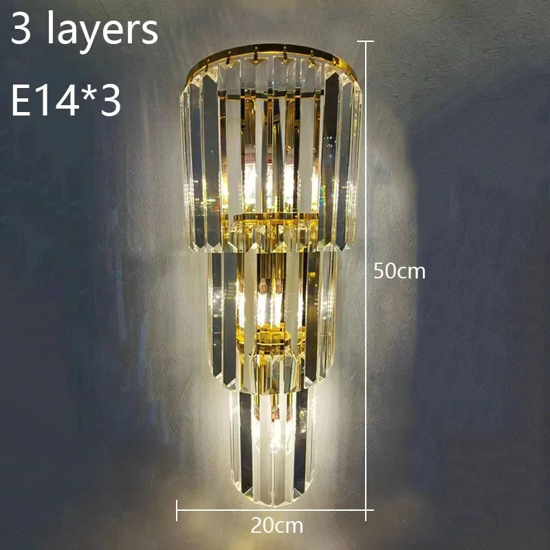 Contemporary Multi-Light Wall Sconce with Crystal Accents