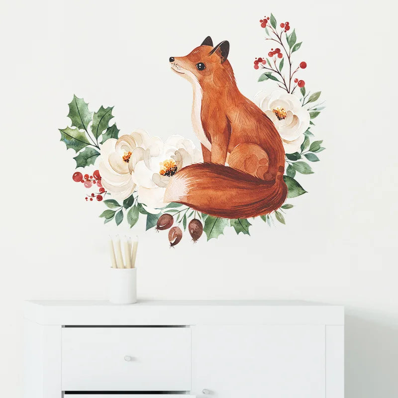 Cartoon Forest Deer Bunny Bird Wall Stickers for Kids Room Bedroom Wall Decor Home Decoration Vinyl Nordic Animals Trees Decals