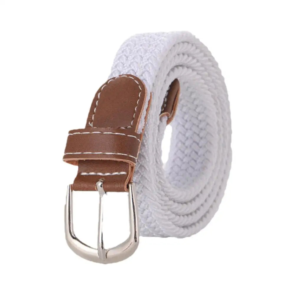 Casual Knitted Elastic Belt For Women Men Pin Buckle Woven Stretch Waist Strap For Jeans Canvas Braided Belts