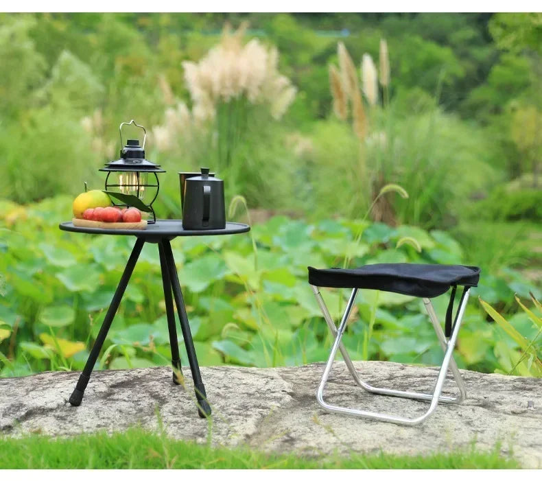 Outdoor tripod dining hiking picnic lifting folding round  portable telescopic aluminum alloy coffee mini