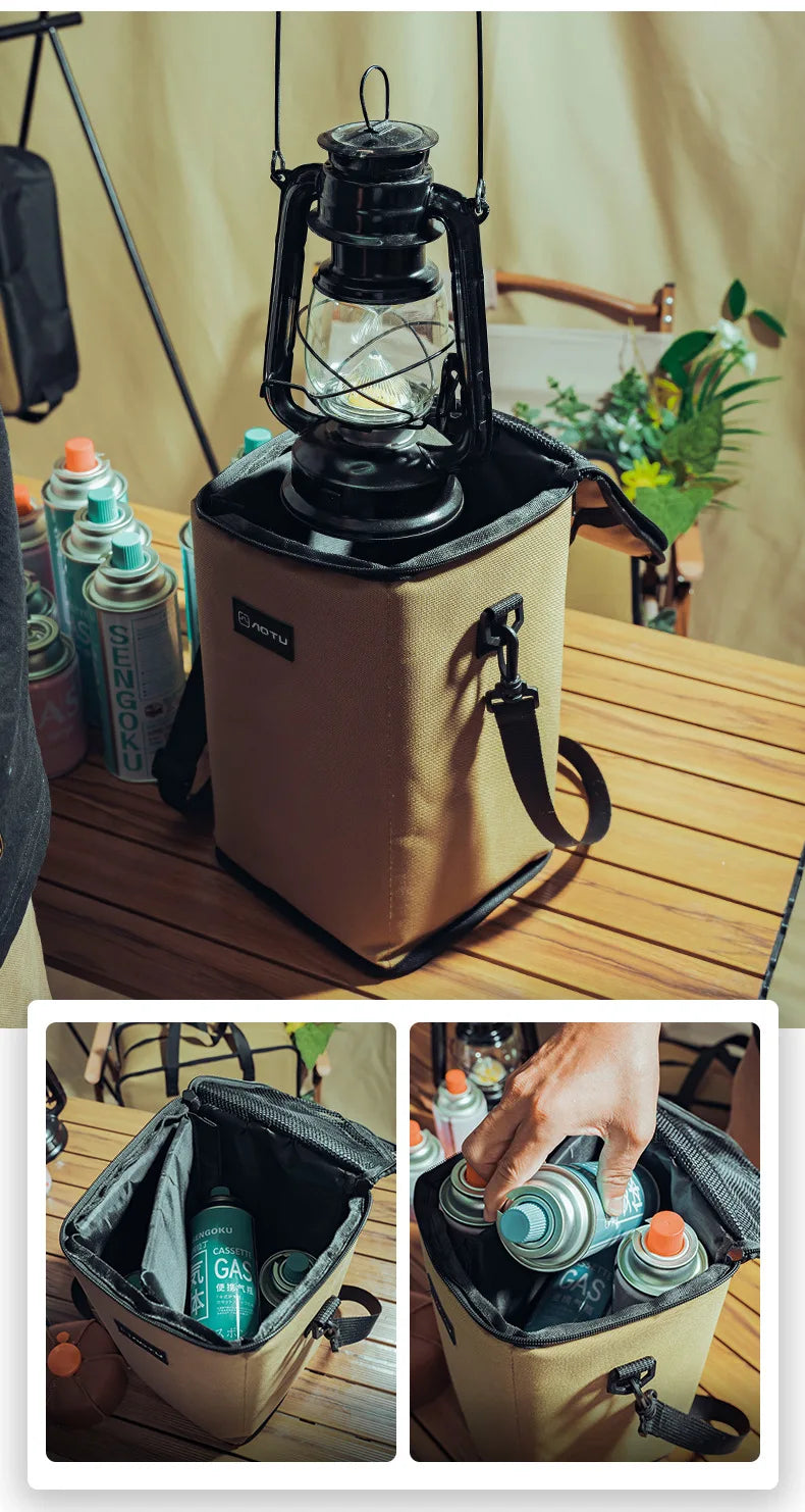 Camping Gas Tank Storage Bag Large Capacity Gas Canister Picnic light Organizer Ground Nail Tool Thickened Anti-Collision Bag