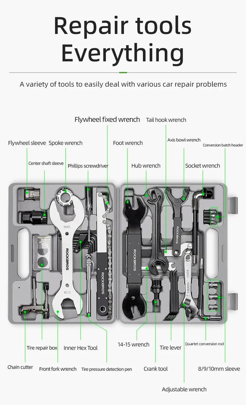 ROCKBROS Bicycle Tool Sets Box Cycling Tools Professional Bike Multifunction Bicycle Repair Tool Key Set Cycling Tools