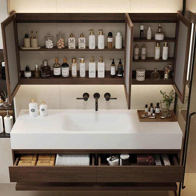 Solid Wood Vanity with Mirror Light