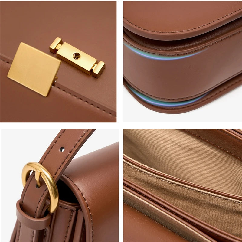 Structured Leather Shoulder Bag with Dual Closure for Versatile Styling