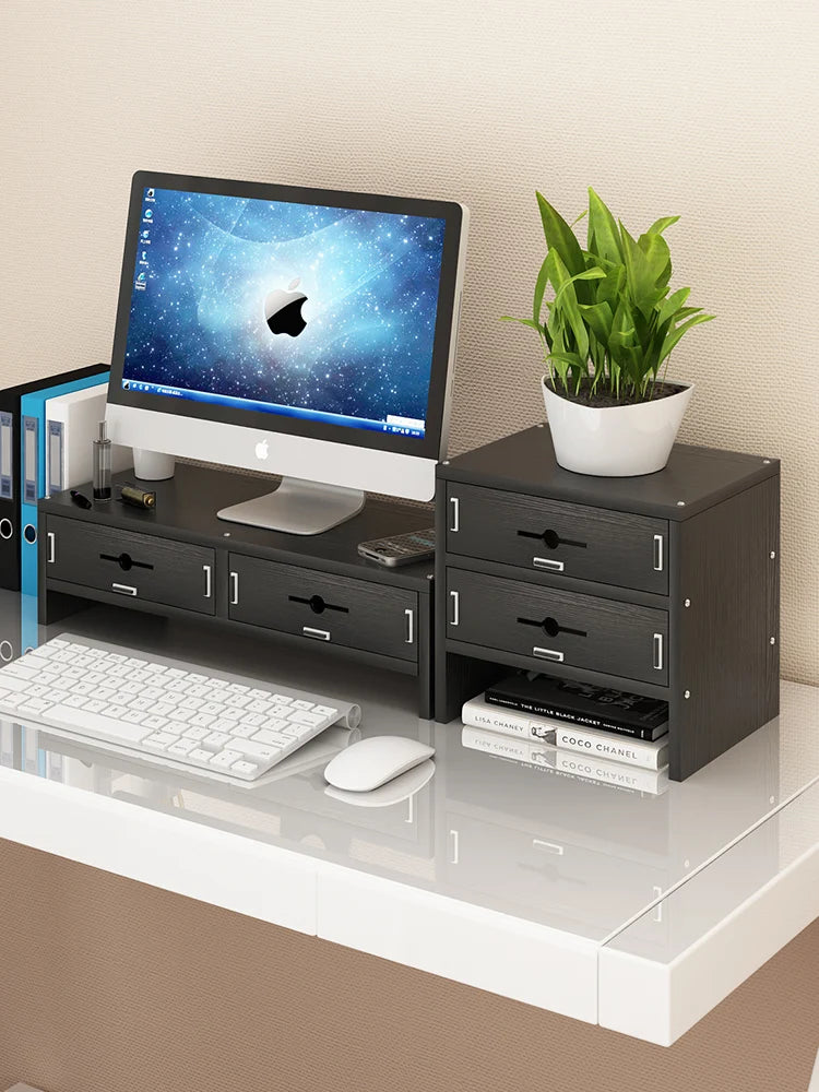 Desktop Monitor Elevated Rack Laptop Office Desk Shelf Keyboard Storage Organizing Desktop Storage Box