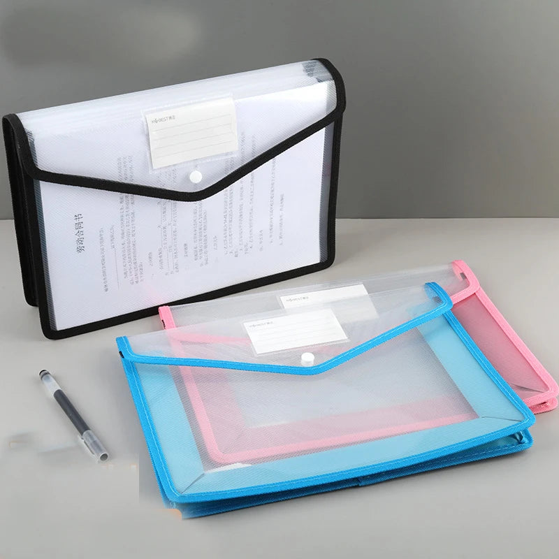 A4 A3 Document Bag Plastic Envelope Bag Large Capacity Document Organizer Pvc Waterproof Stationery Bag Office Metting Supplies