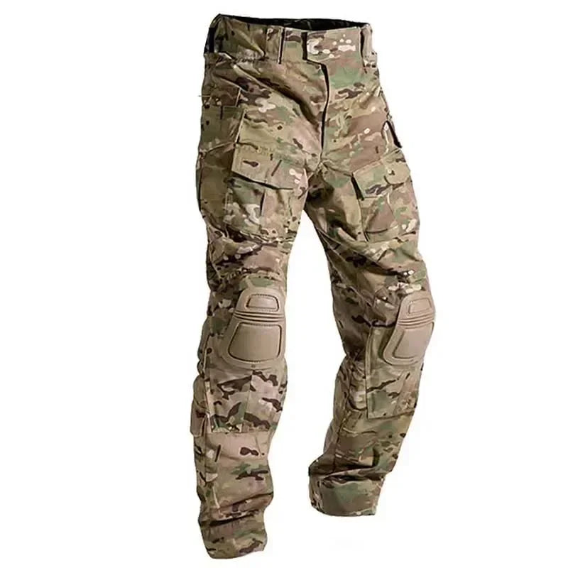 Outdoor Men Combat Pants +Knee Pads Tactical Pant MultiCam CP Hiking Camo Pants Work Hunting Clothes Wear Resistant Multi-pocket