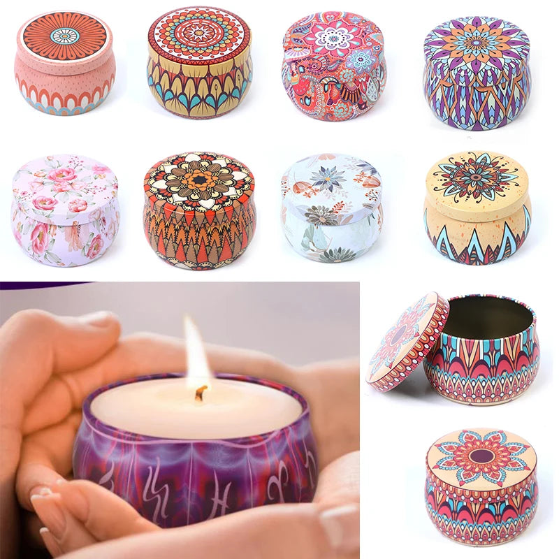 1Box Classic Scented Candles With Candles Jar Vintage Tinplate Box Dried Flowers Fragrance Candle Home Decoration Wedding Gift