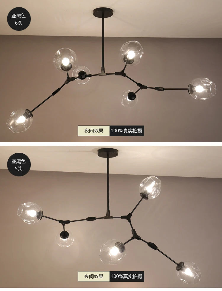 Modern Glass Bubble Chandelier For Living Room Dining Island Suspension Lamp Light Designer Branching Fixtures Hanging Luminaire