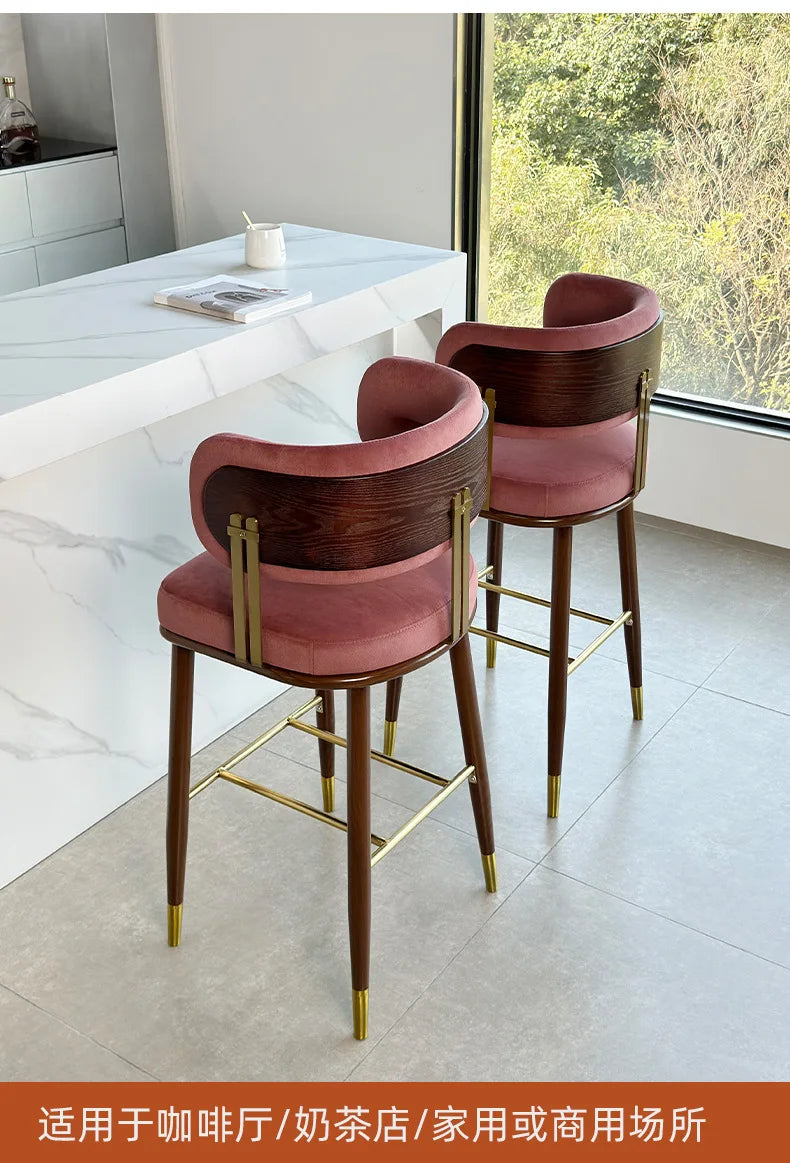 Pink Design Bar Stools Home Manicure Metal High Work Chairs Garden Counter Living Room Banqueta Furniture Bar For Home TD50DC