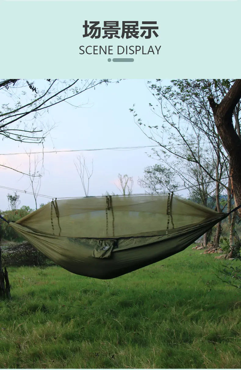 Changxiang Cross border Exclusive Camping Hammock Outdoor Portable Single person Parachute Cloth Three Color Belt