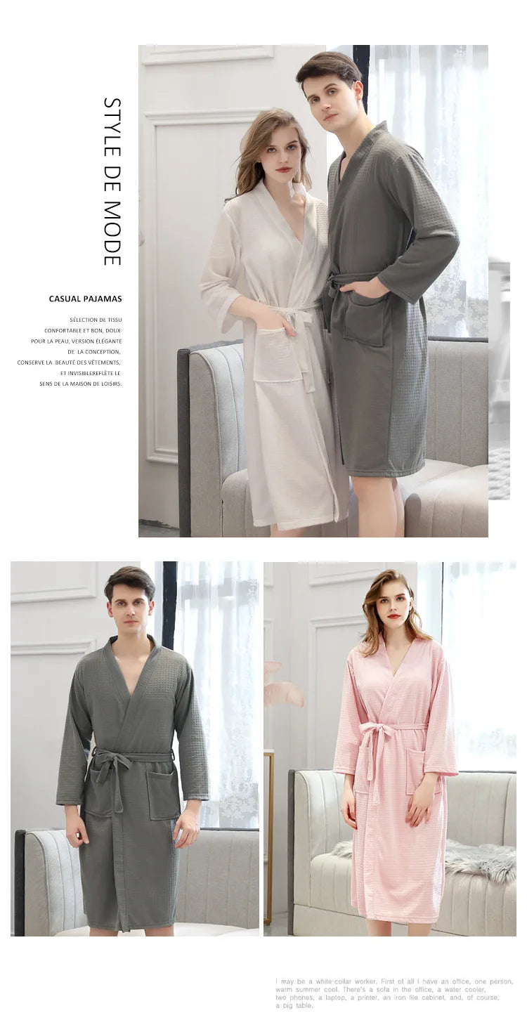 HONGHANYUAN Men's Homewear Couple Nightgown Pajamas Bathrobe Cotton Women's Casual House Robe Kimono Designer Vintage Sleepwear