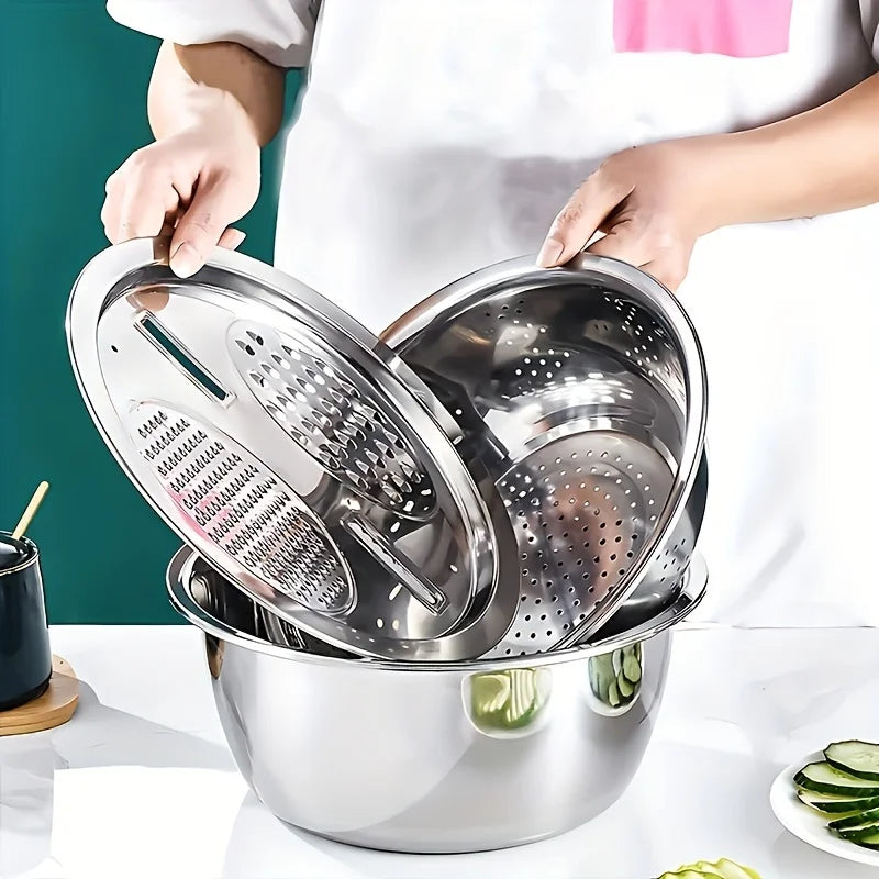 3-Piece Stainless Steel Strainer and Mixing Bowl Set