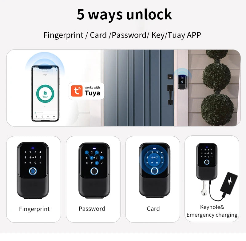 Tuya Smart Life App or TTLock APP Outdoor Waterproof Key Safe Box Security Fingerprint Password Storage Lock Key Box Anti-theft