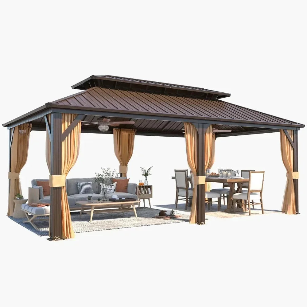 12' x 20' Hardtop Gazebo – Galvanized Steel Double Roof & Aluminum Frame