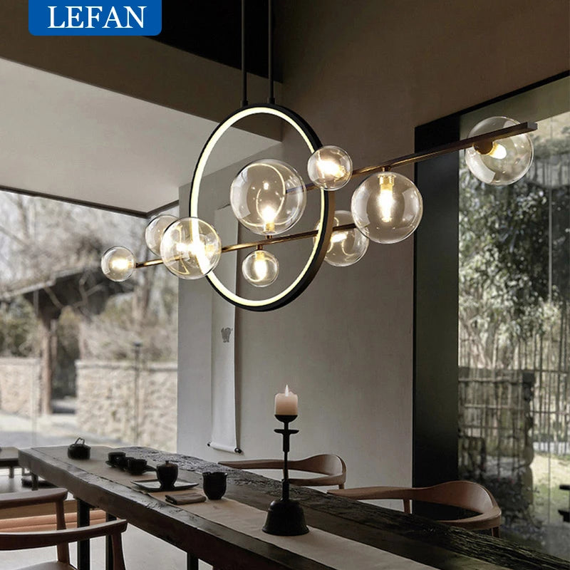 Modern LED Ceiling Novelty Glass bubble Chandelier Nordic Dining room Lamp Restaurant lighting Kitchen Home Decor Hanging lights