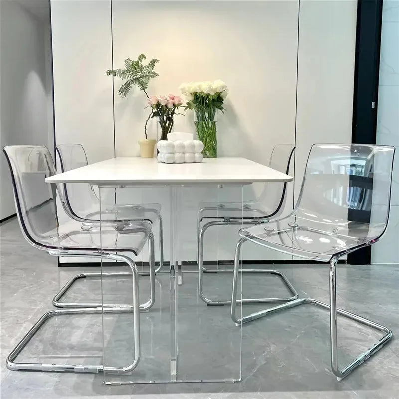 Transparent Simple Dining Table Modern Acrylic Modern Nordic Kitchen Tables Design White Tavoli Da Pranzo Small Furniture HD50CZ