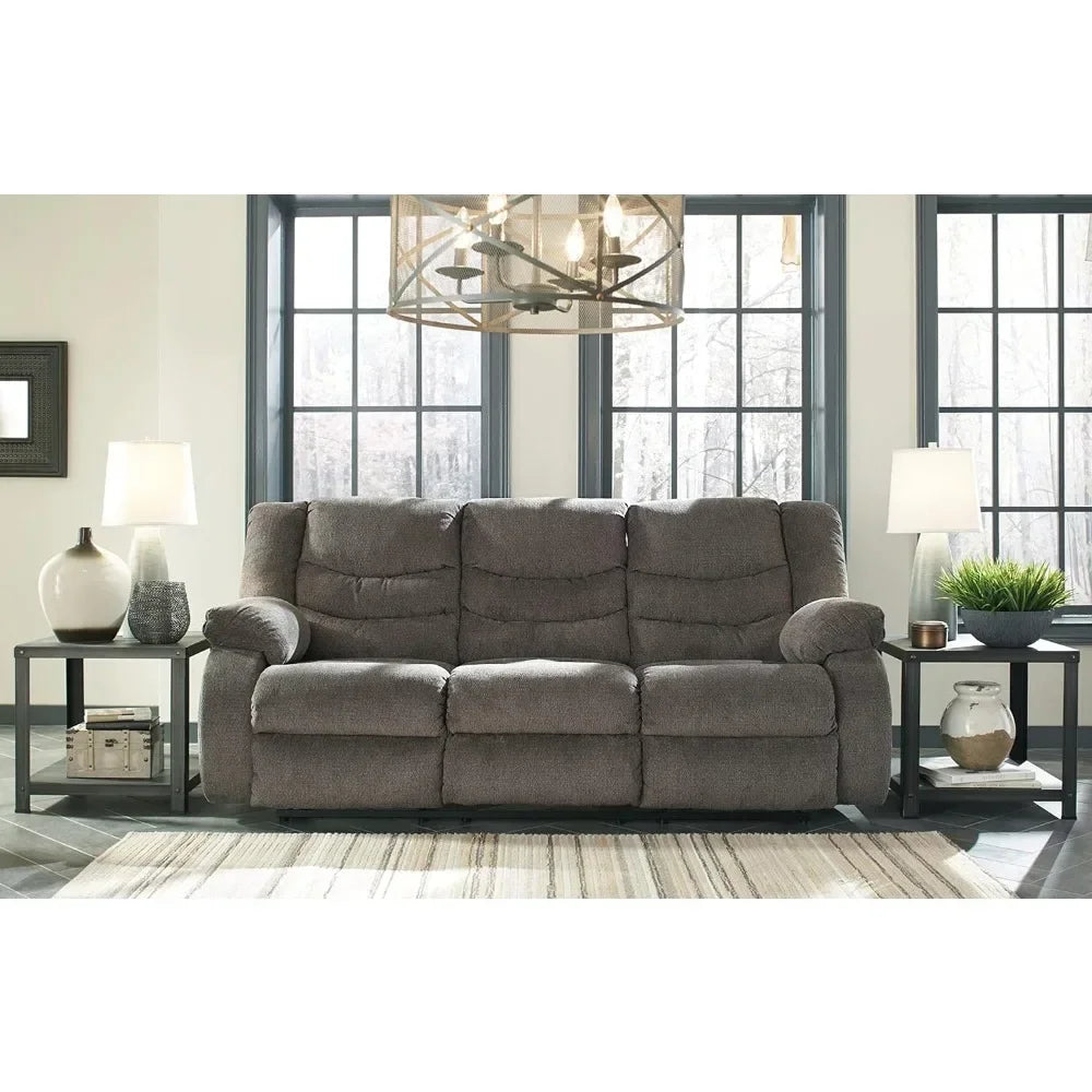 Tulen Modern Manual Pull Tab Reclining Sofa, Dark Gray