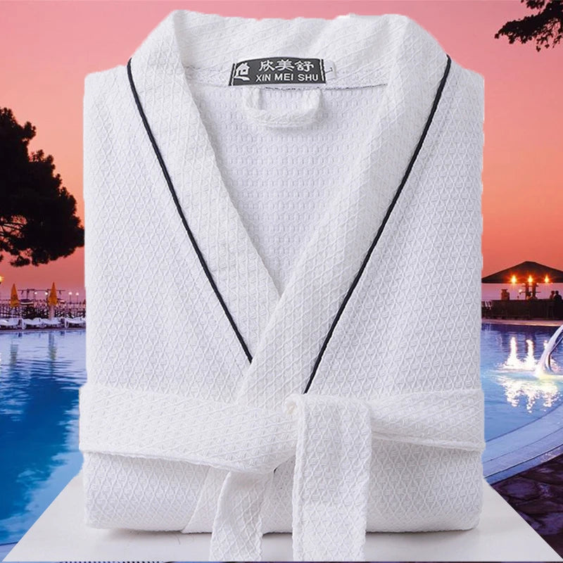 Summer Bath Robe for Men and Women, Luxury Waffle, Water Absorption, Quick-Dry Sleepwear, Nightgown for Lovers, Home Robes