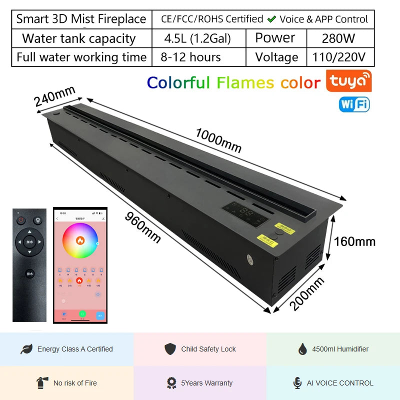 LumiGlow Smart Electric Fireplace