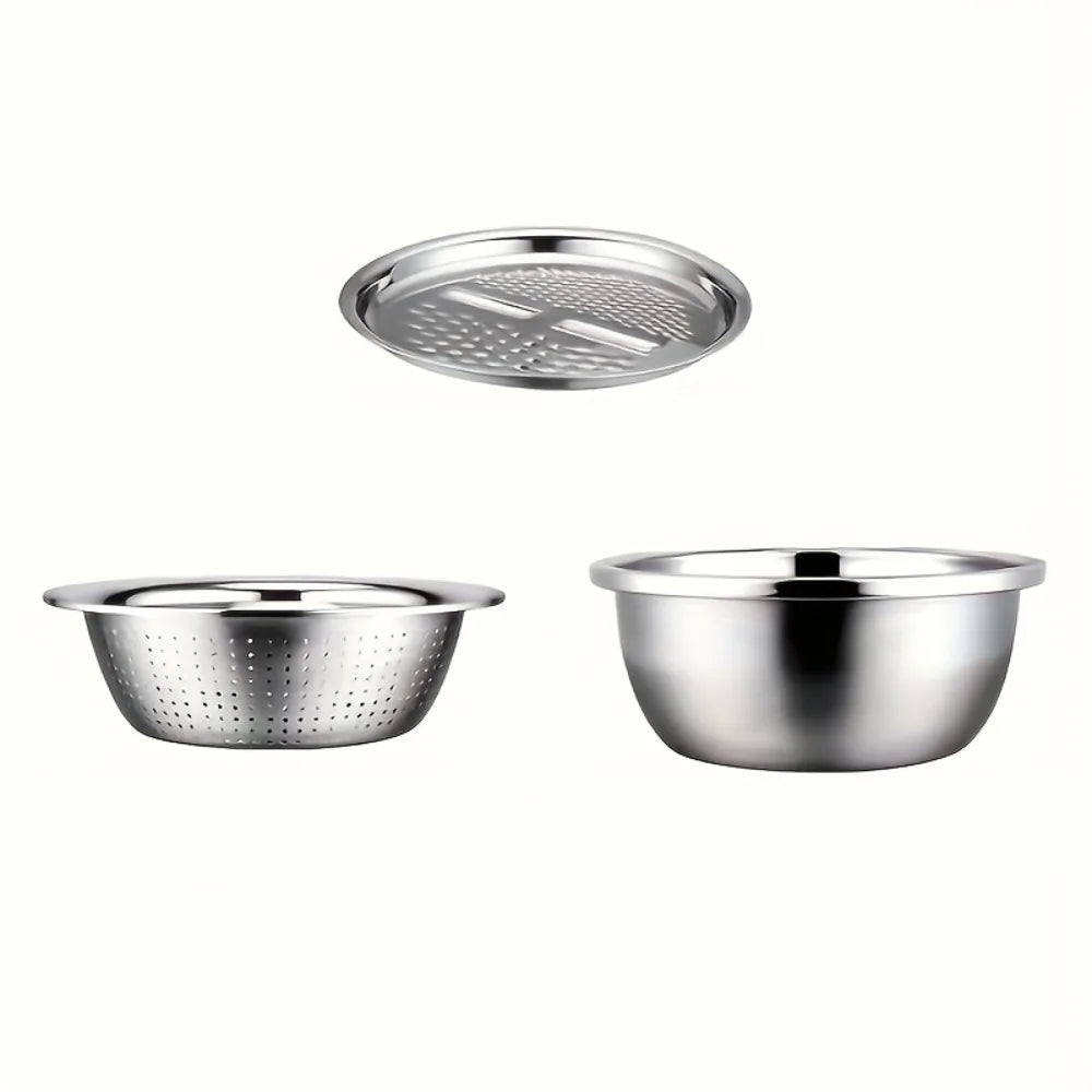 3-Piece Stainless Steel Strainer and Mixing Bowl Set