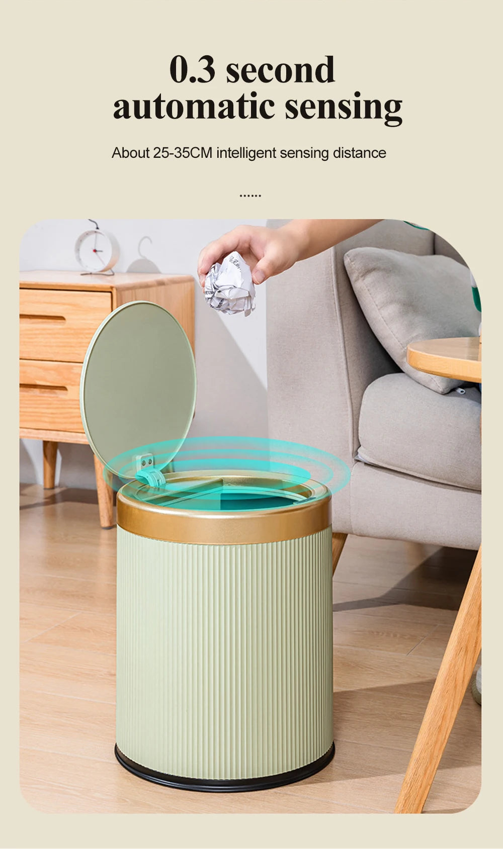 10L Light Luxury Smart Sensor Trash Can For Bathroom Kitchen Automatic Sensor Trash Bin With inner barrel Electric Wastebasket