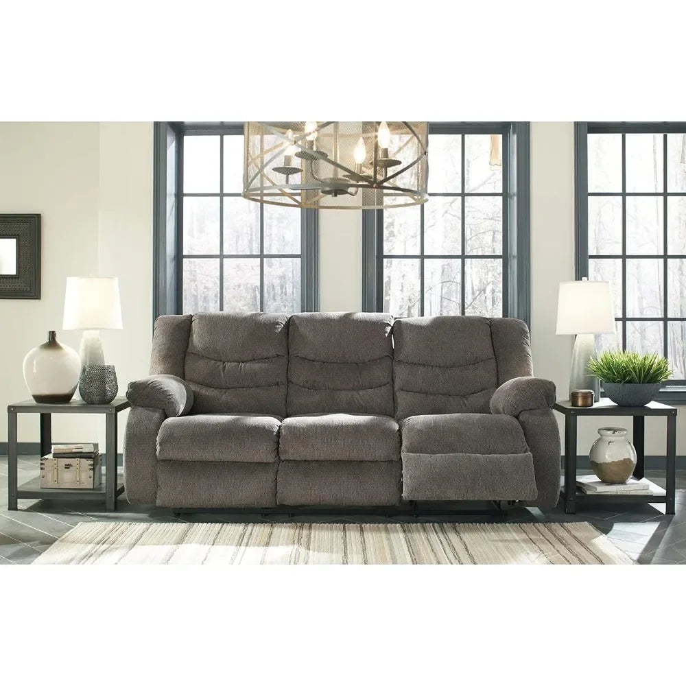 Tulen Modern Manual Pull Tab Reclining Sofa, Dark Gray