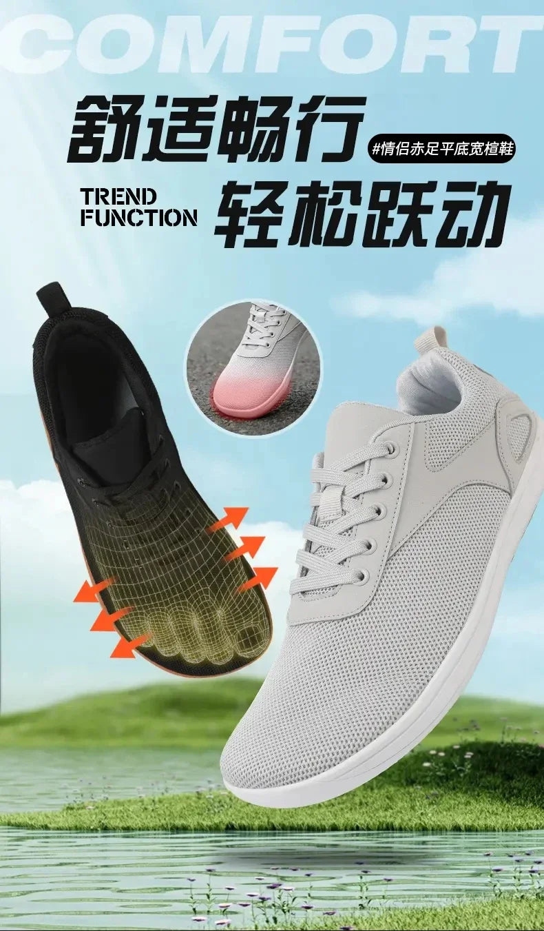 Unisex Wider Shoes Breathable Mesh Men Barefoot Wide-toed Shoes New Flats Soft Zero Drop Sole Wider Toe Sneakes Big Size 36-47