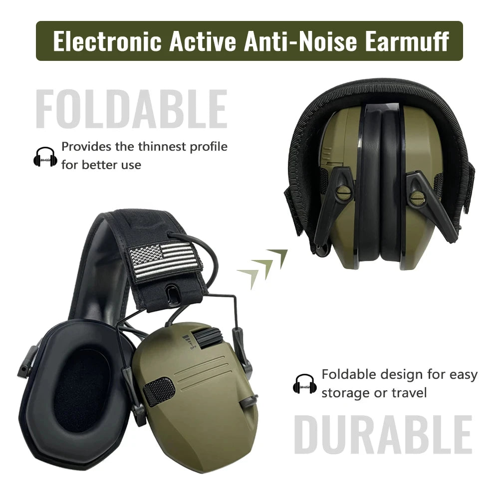 Shooting Hearing Protection Electronic Tactical Headset Noise Cancelling Active Hunting Earmuffs NRR23dB