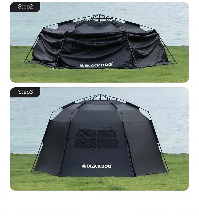 Black Dog Large Shelter Beach Waterproof Camping Tent Automatic Outdoor Cabin Portable Beach Tent Folding Windscreen Houses