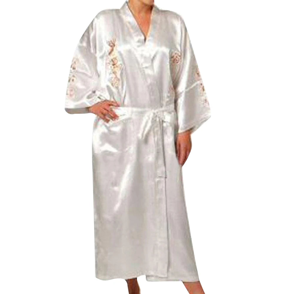 Satin Sleepwear Gown for Men, Chinese Dragon Design, Silk Kimono Bathrobe, M 2XL, Available in Multiple Colors