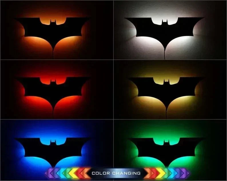 Batmanes Night Light Cool Remote Control Multi Color 3D Creative Bat Atmosphere Home Decoration Bedroom Wall Hanging Lamp