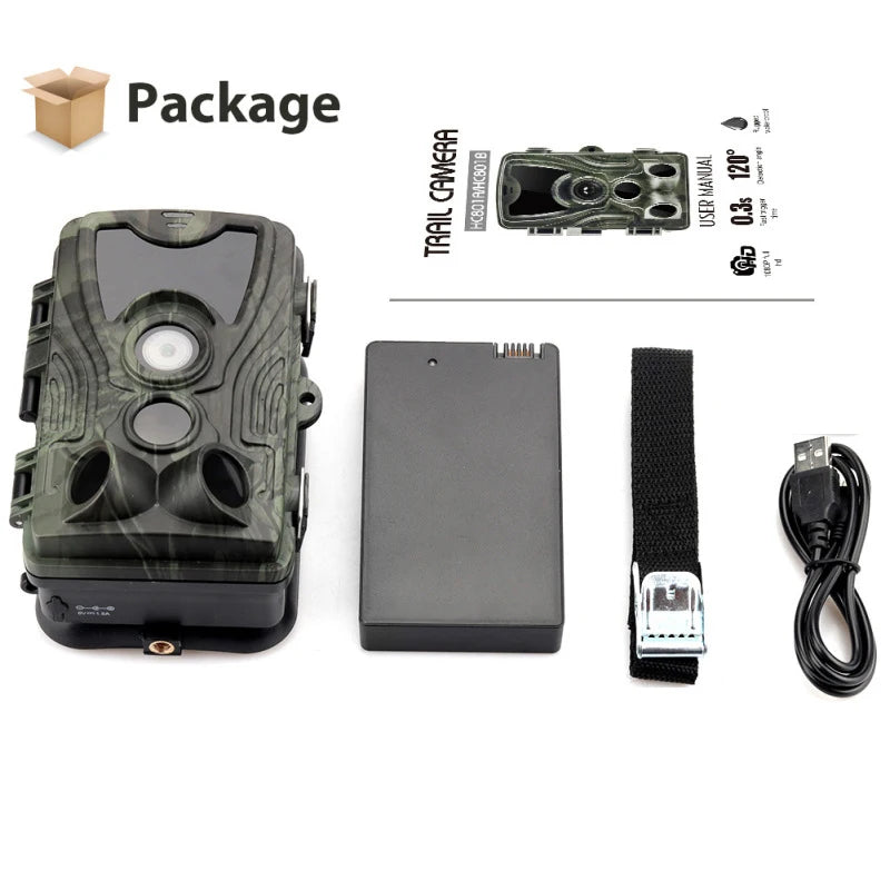 20MP 1080P Outdoor Hunting Trail Camera with 5000 MAh Lithium Battery IP65 Waterproof Game Cam Photo Traps Wild Surveillance