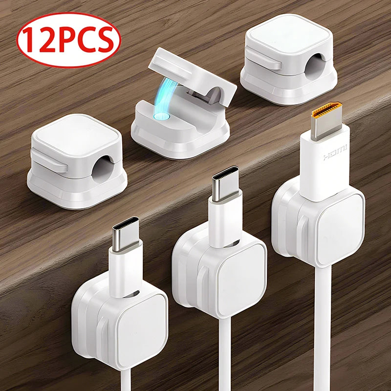 Magnetic Cable Organizer – Adhesive Cord Holder for Home & Office