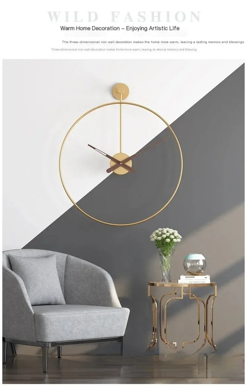 Luxury Kitchen Round Watch Wall Minimalist Nordic Metal Gold Watch Wall Large Decor Gift House Decoration Living Room Decoration