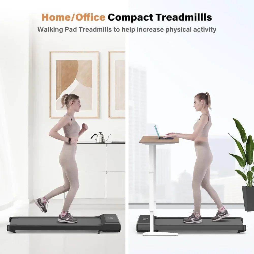 Smart Walking Pad, 2-in-1 Under Desk Treadmill for Home Office, Portable Walking/Jogging Machine with App & Remote Control