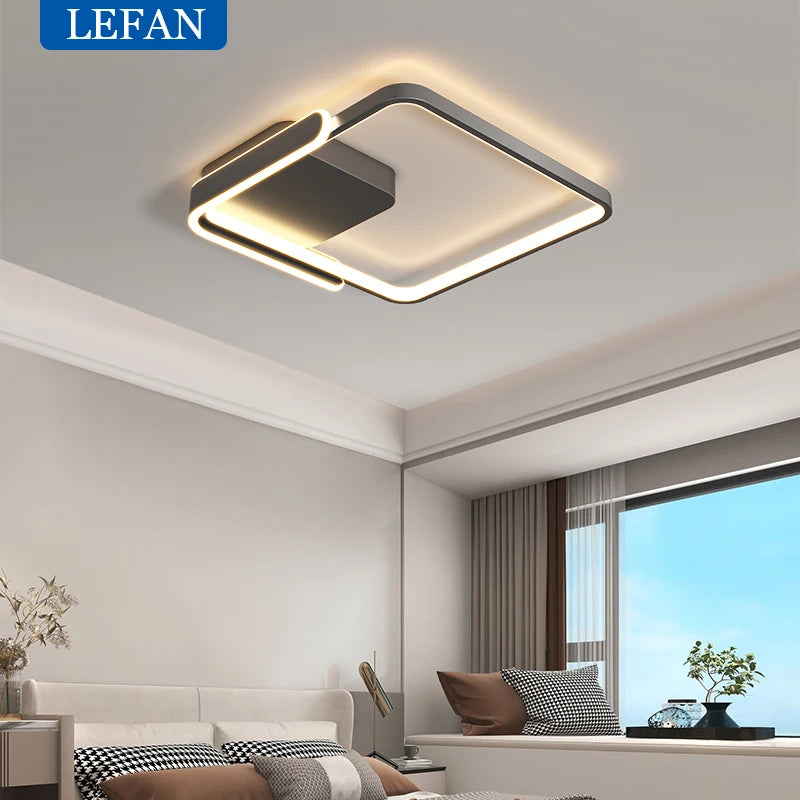 Modern Led Ceiling Light The Bedroom Black White Square Ring lamp Living Room Study Nursery Indoor Lighting Fixture